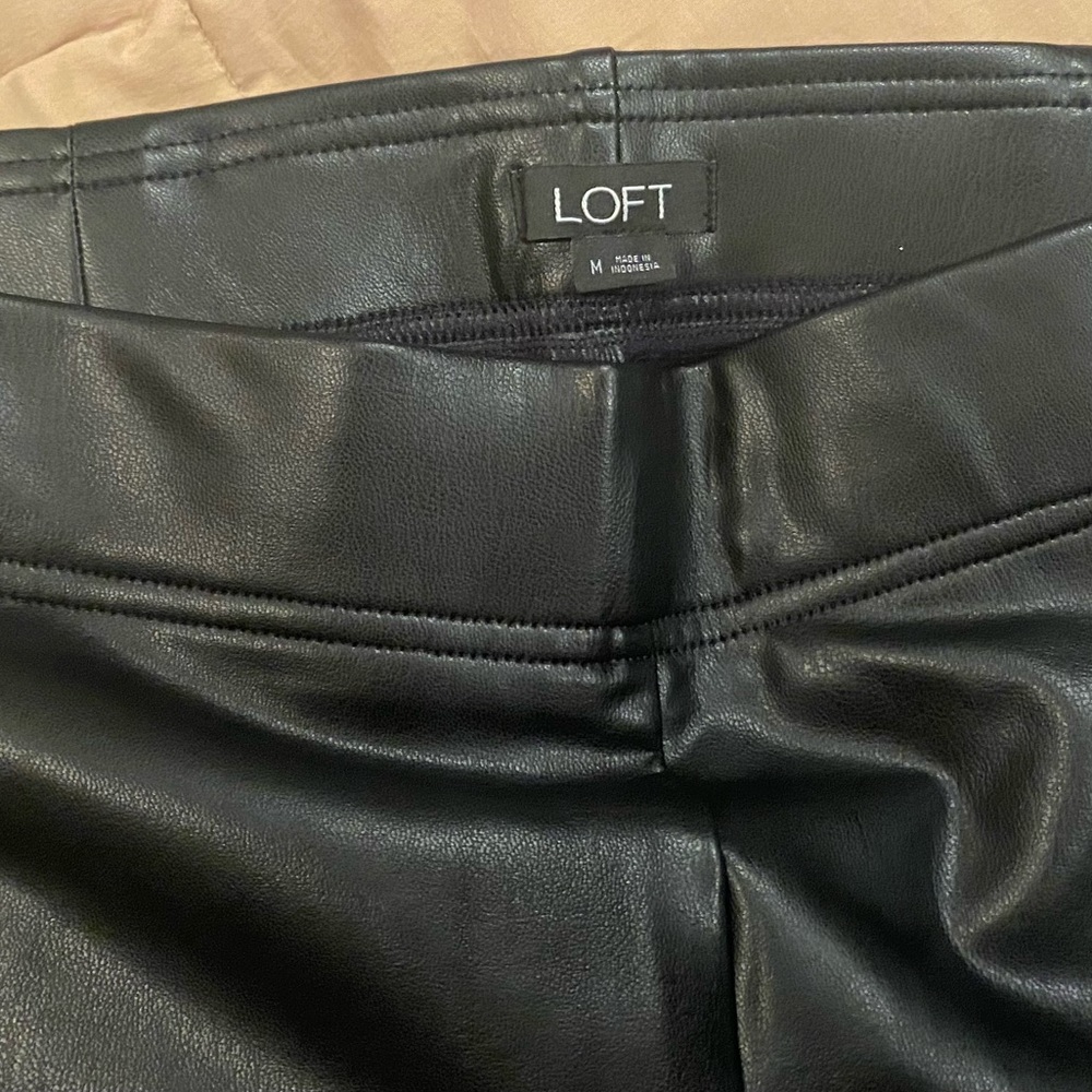 Loft pleather, flare cropped pants